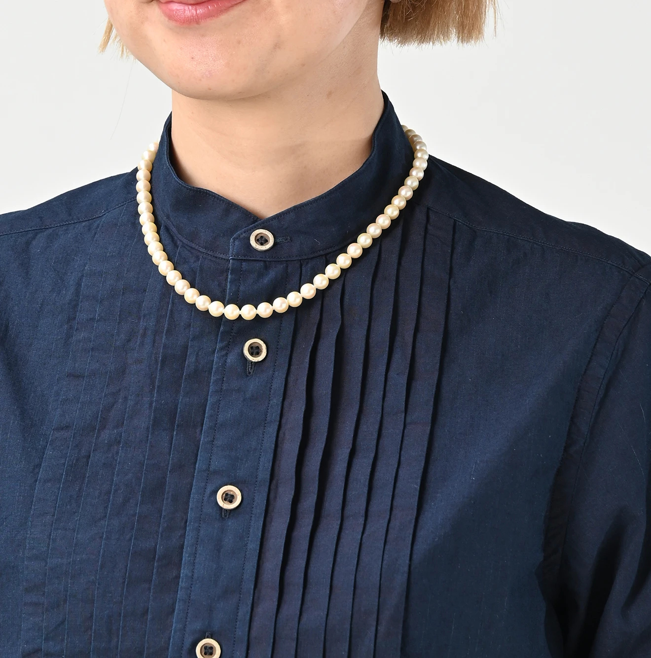 45R(フォーティファイブアール) |バチストの908ピンタックシャツ（インディゴ)