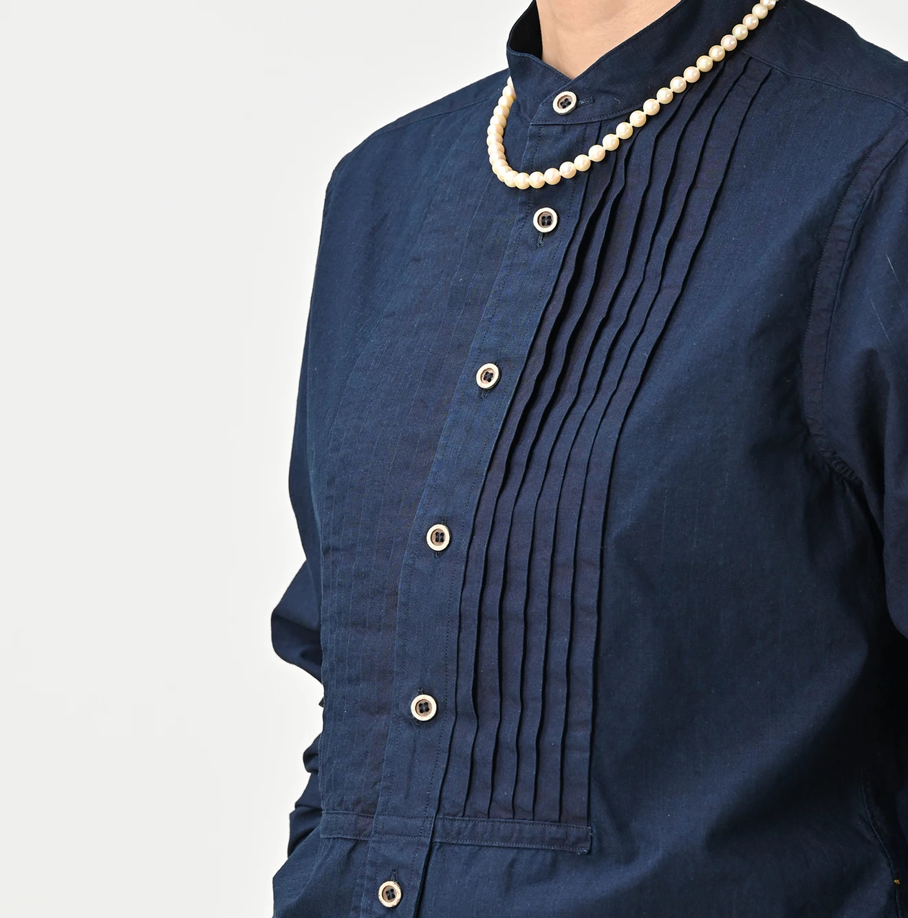 45R(フォーティファイブアール) |バチストの908ピンタックシャツ（インディゴ)