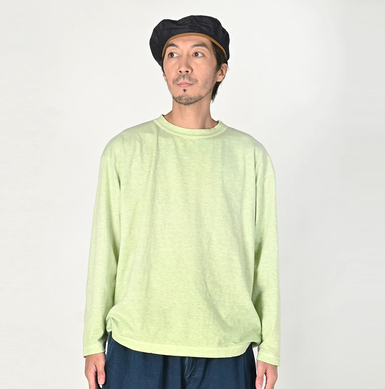 45R でこぼこ天竺の908水平線 ロンT グリーン 45R｜天竺の908オーシャン長袖Tシャツ(草木染め) | Rakuten Fashion