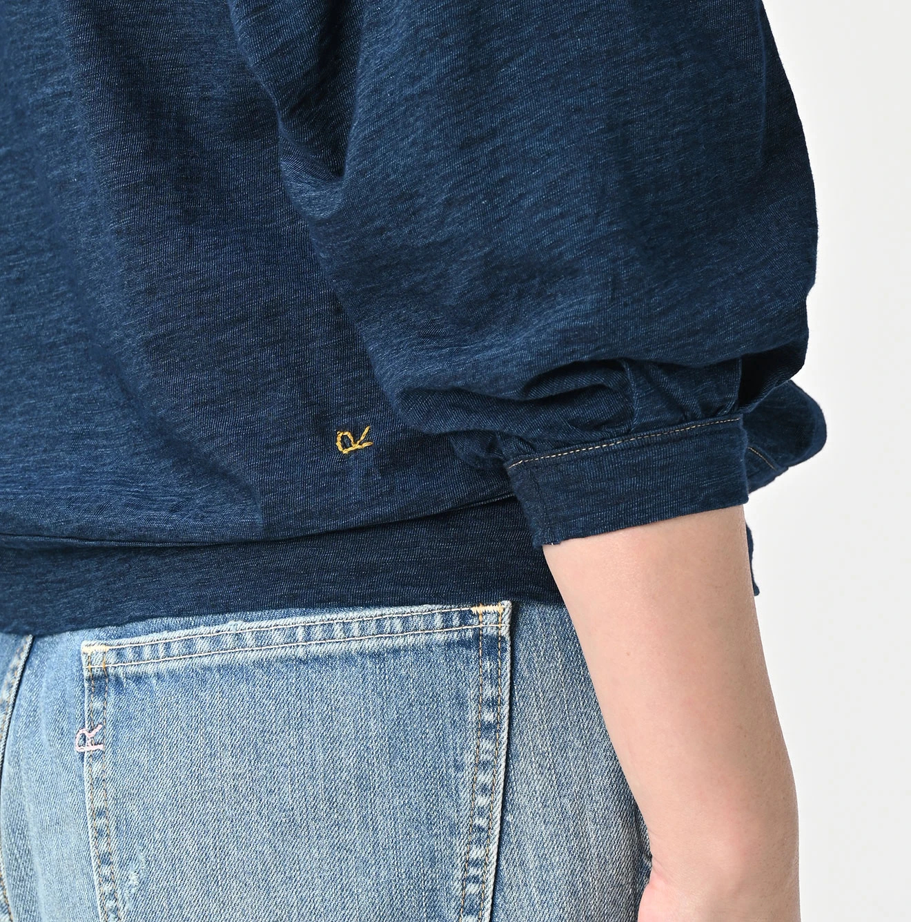 45R(フォーティファイブアール) |天竺のパフTシャツ（インディゴ濃）