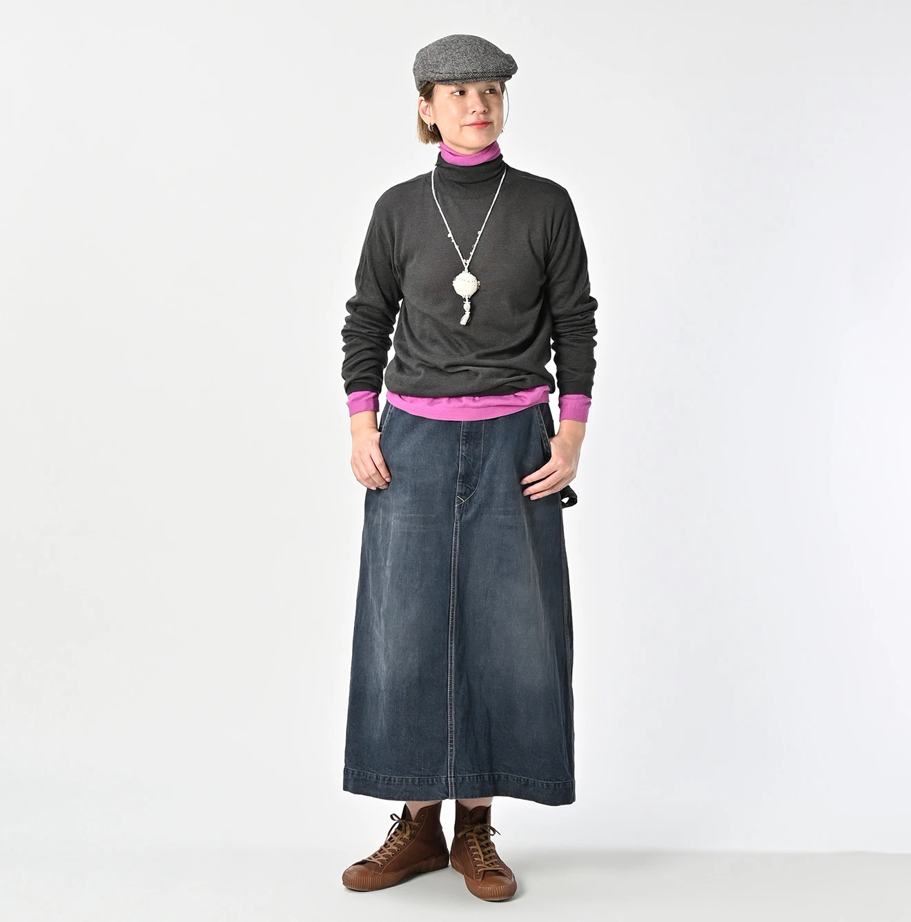 45R(フォーティファイブアール) |ツイードデニムのペインタースカート（重）