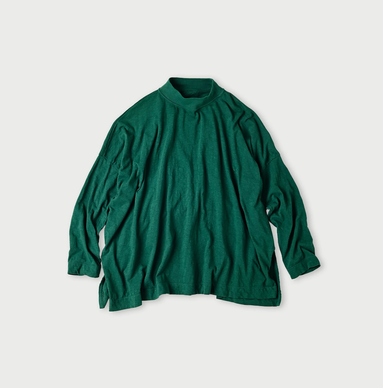 45R 天竺のビックスリットTシャツ　BLACK　カットソー 45R（フォーティファイブアール）| 天竺のヨックネックビッグスリットT