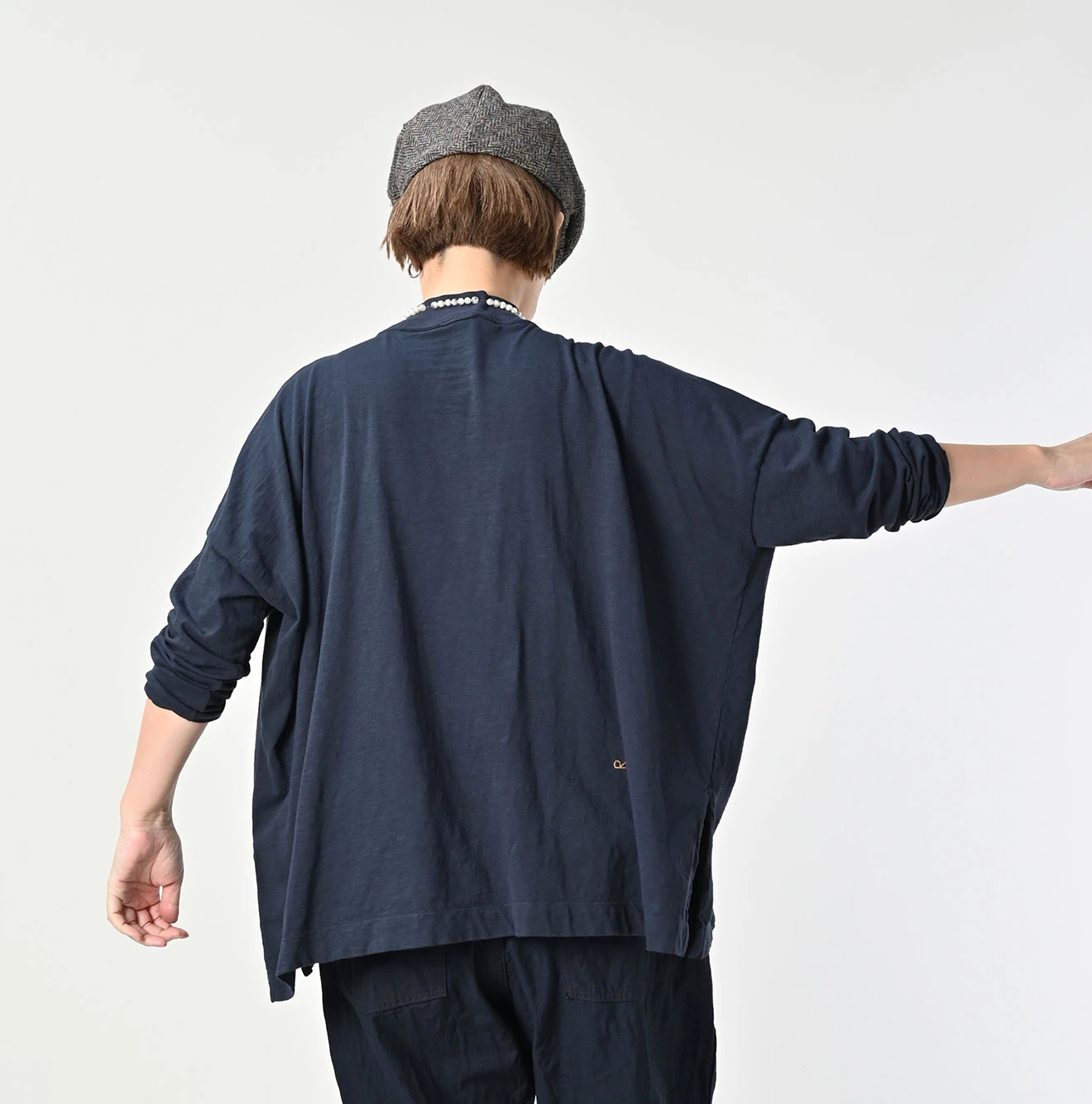 45R 天竺のビックスリットTシャツ　BLACK　カットソー 45R（フォーティファイブアール）| 天竺のビッグスリットTシャツ