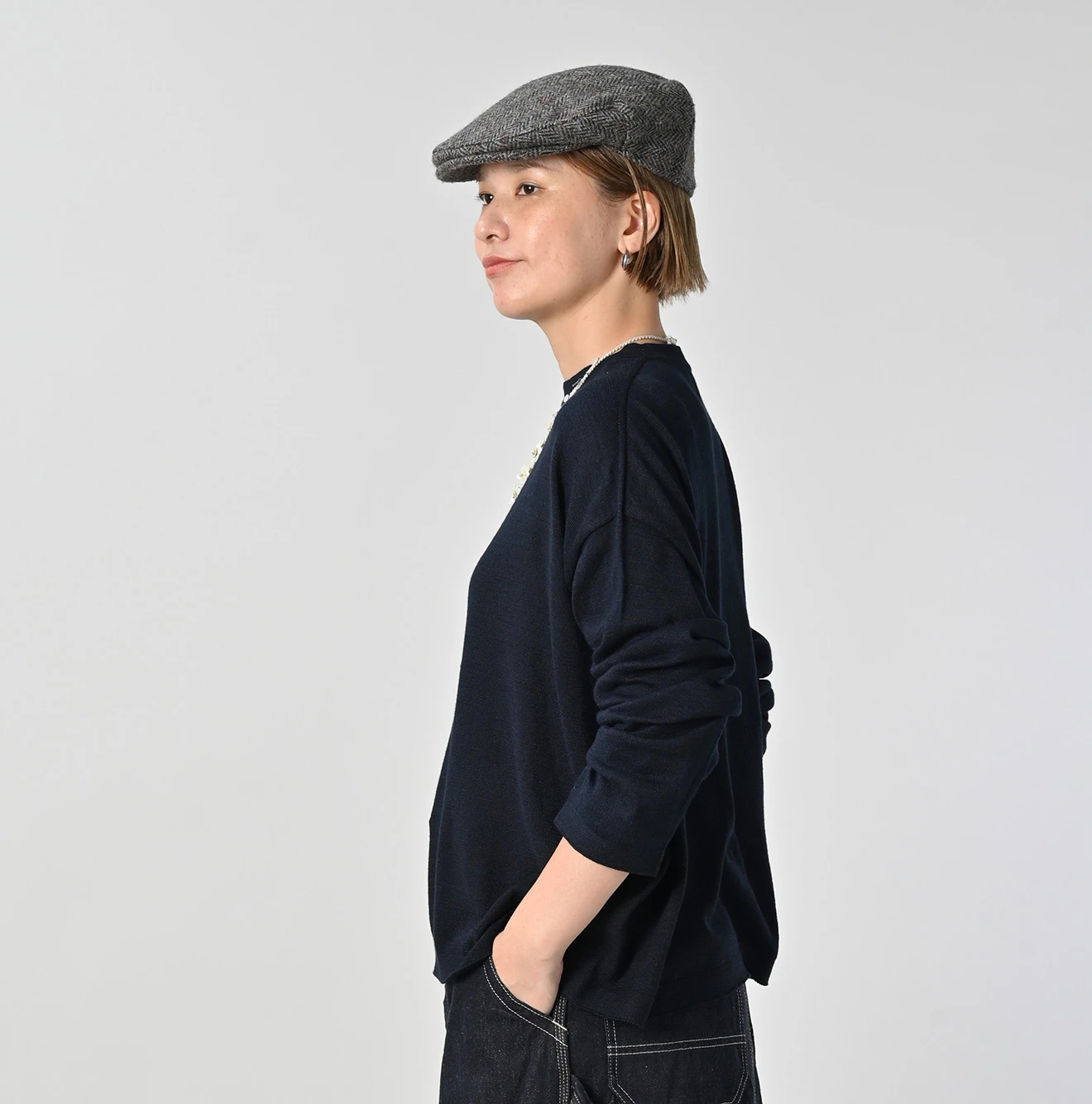 美品 45R フォーティーファイブアール インディゴ 超 ガーゼ プリント T-SHIRT Tシャツ 7017062 サイズ3 ネイビー レディース 古着 中古 USED 45R（フォーティファイブアール）| ホール超ガーゼのMシャツ
