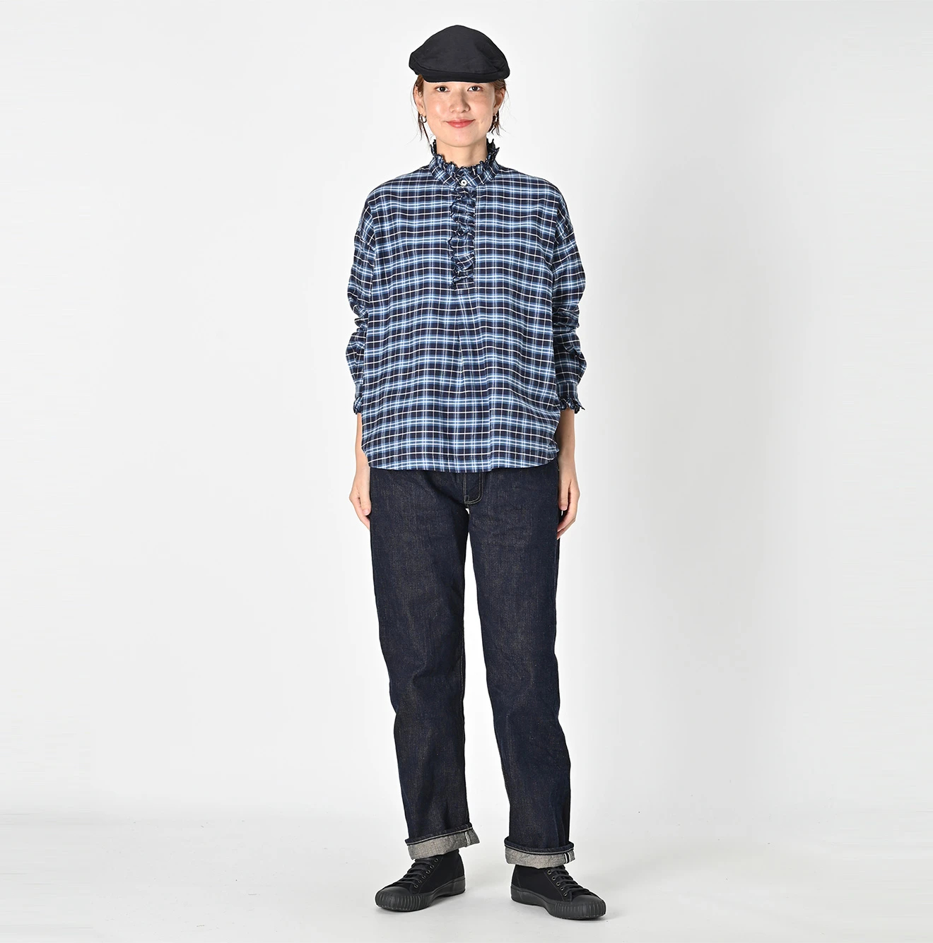 45R(フォーティファイブアール) |薄オックスのカットワークプルシャツ