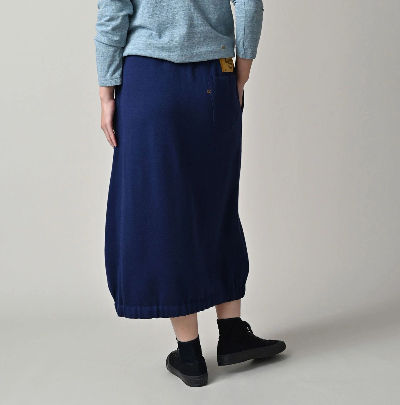 45R／45rpm✨レーヨンダンプのスカート ネイビー 濃紺 ロング丈 サイズF 45R（フォーティファイブアール）| スムースのスカート Skirt | 公式