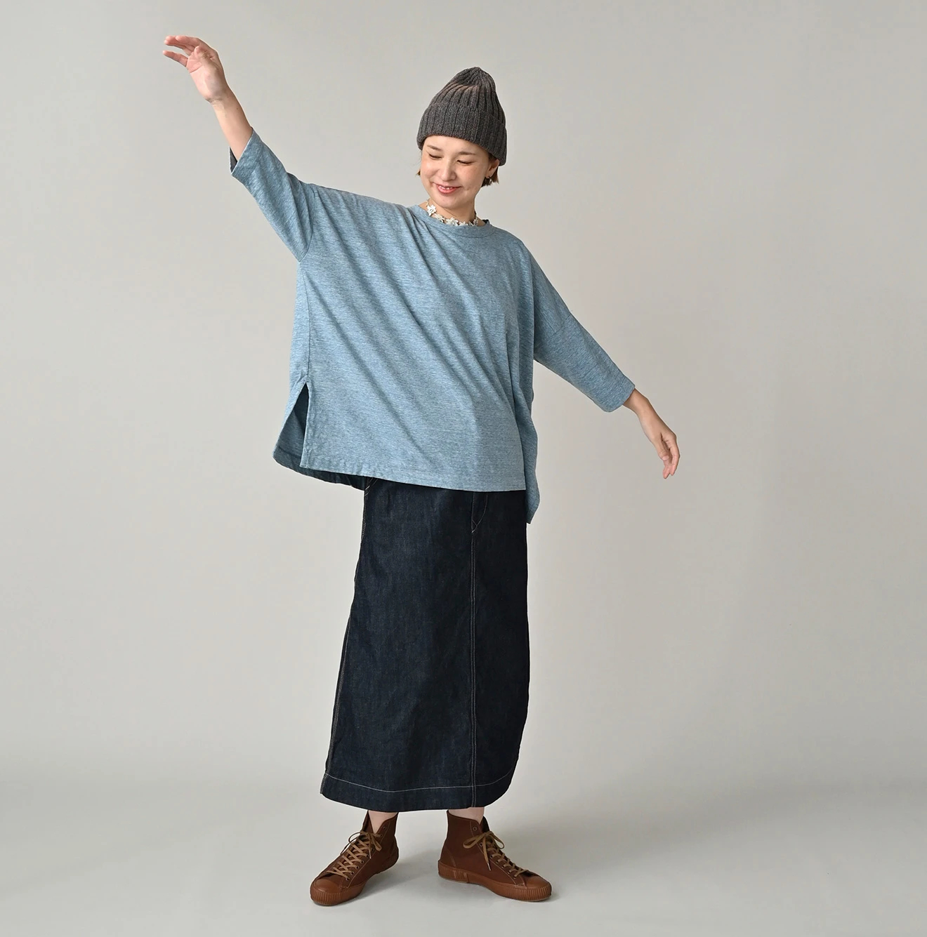 45R(フォーティファイブアール) |天竺のビッグスリットTシャツ（トップ）