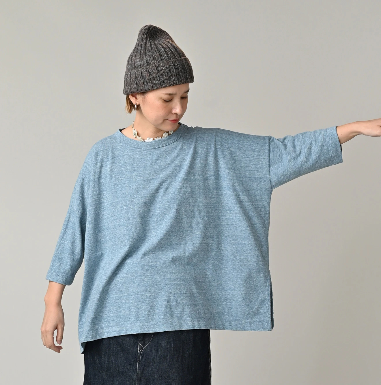 45R(フォーティファイブアール) |天竺のビッグスリットTシャツ（トップ）