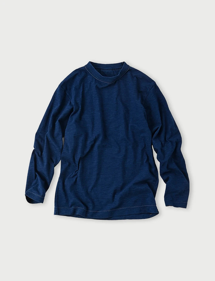45R レーヨン天竺 ネイビー 青 Tシャツ コットン 綿 刺繍入り ゆったり 45R（フォーティファイブアール）| 度詰天竺の90845星Tシャツ