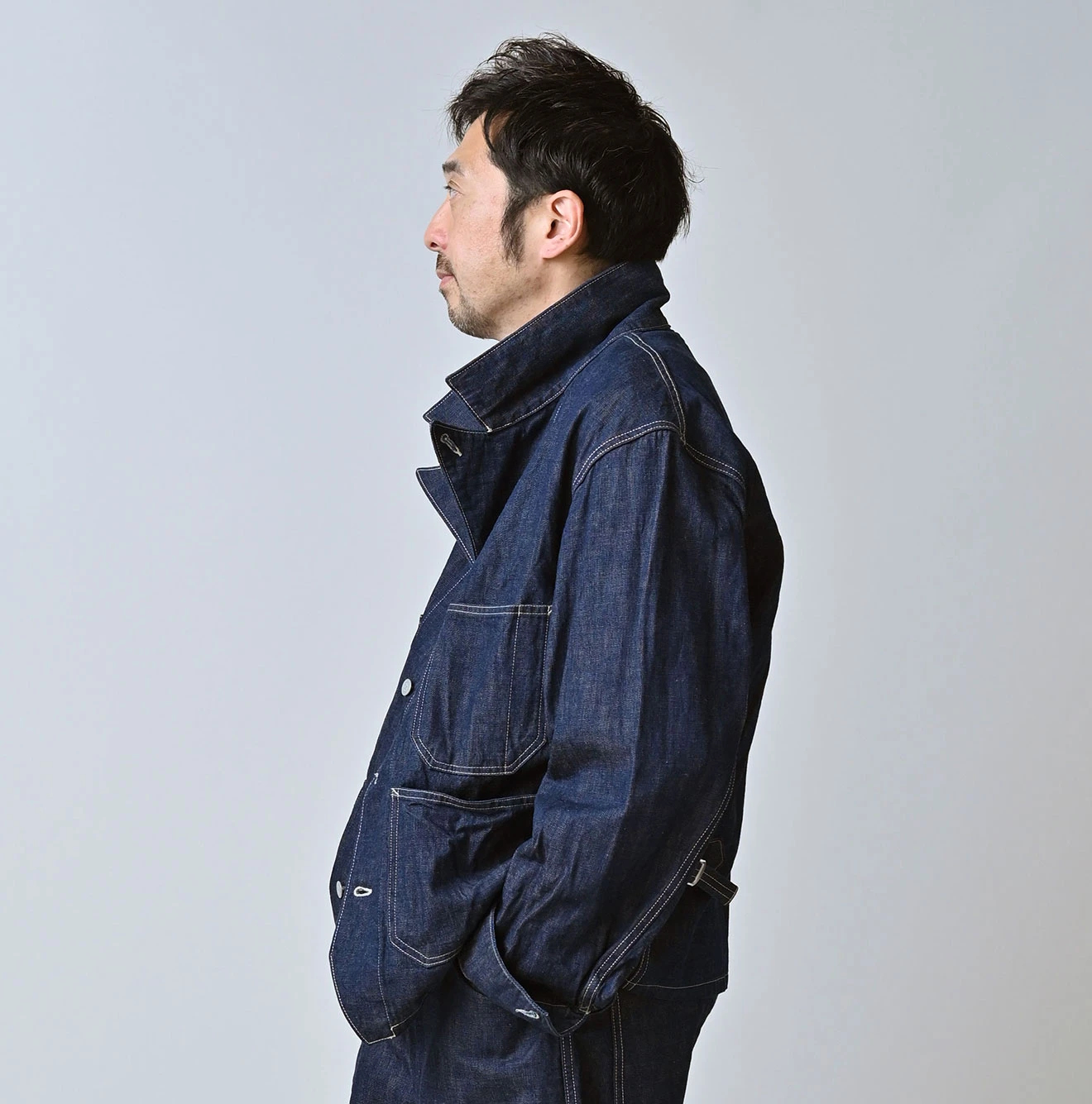 ♥︎しなもん♥︎45R麦比古デニムの908ワークコート（インディゴ 濃） 45R（フォーティファイブアール）| ワークインディゴの908ジャンオール