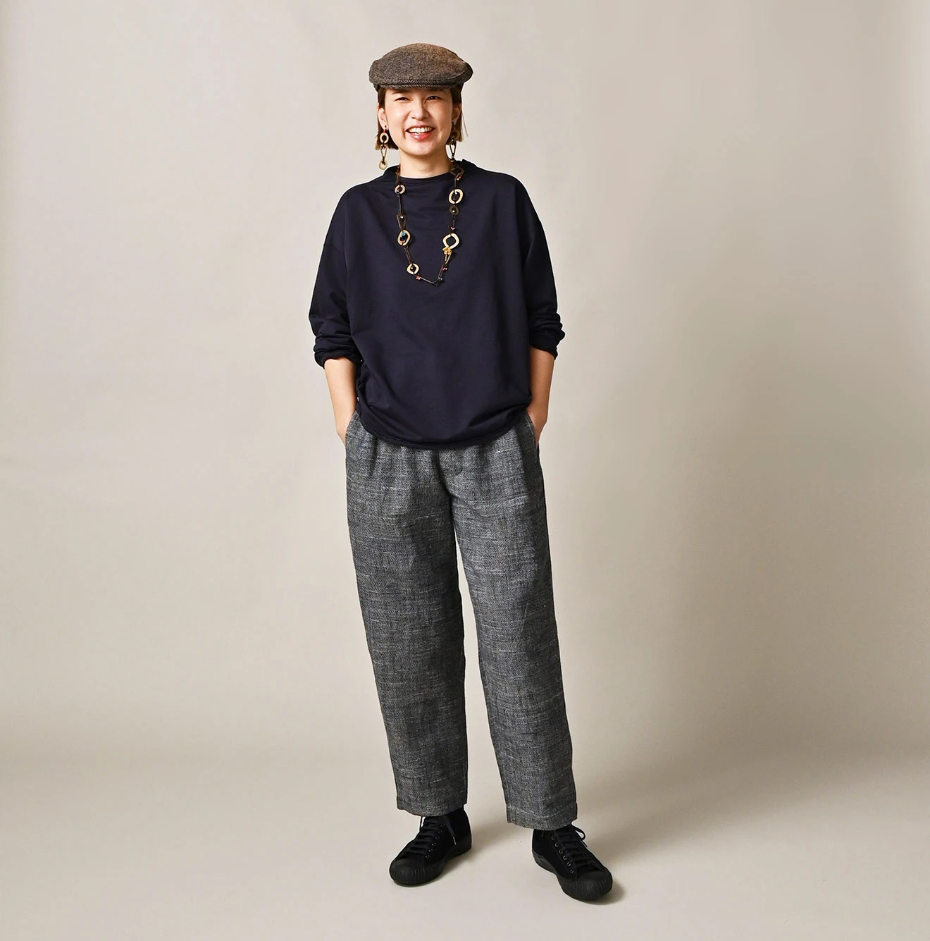 は*び様 春夏【新品】45R 長袖Tシャツ サイズL　コットン100 日本製 ラ 45R（フォーティファイブアール）| スーピマピーチインレイの908馬T