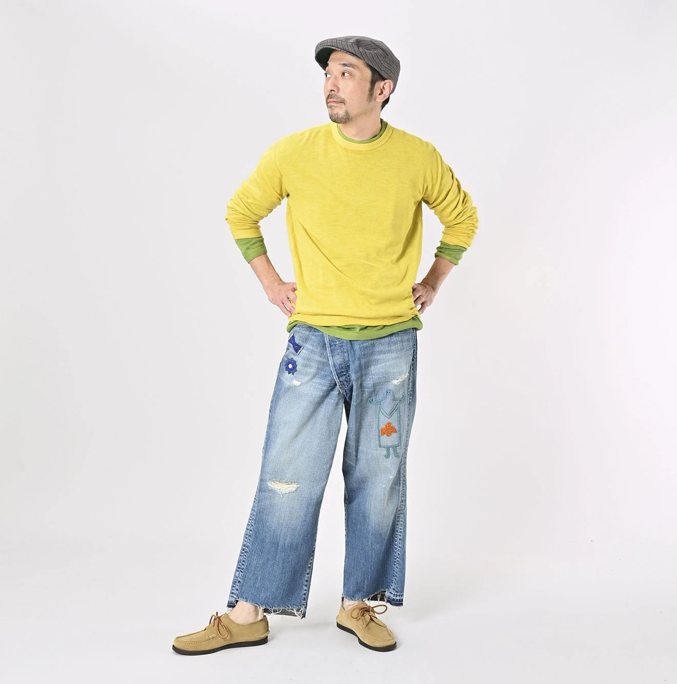 45R(フォーティファイブアール) |ホール超ガーゼの908クルー（45草染）