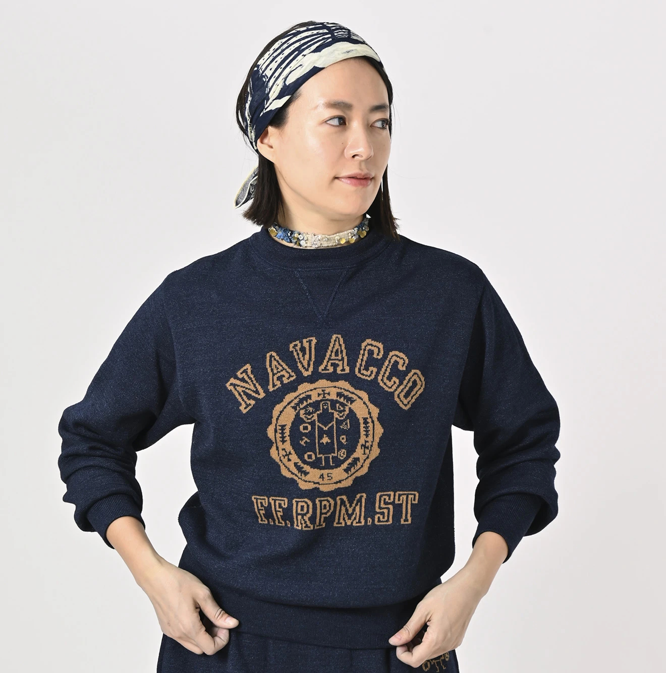 45R(フォーティファイブアール) |スムースの908カレッジニットソー（インディゴ）