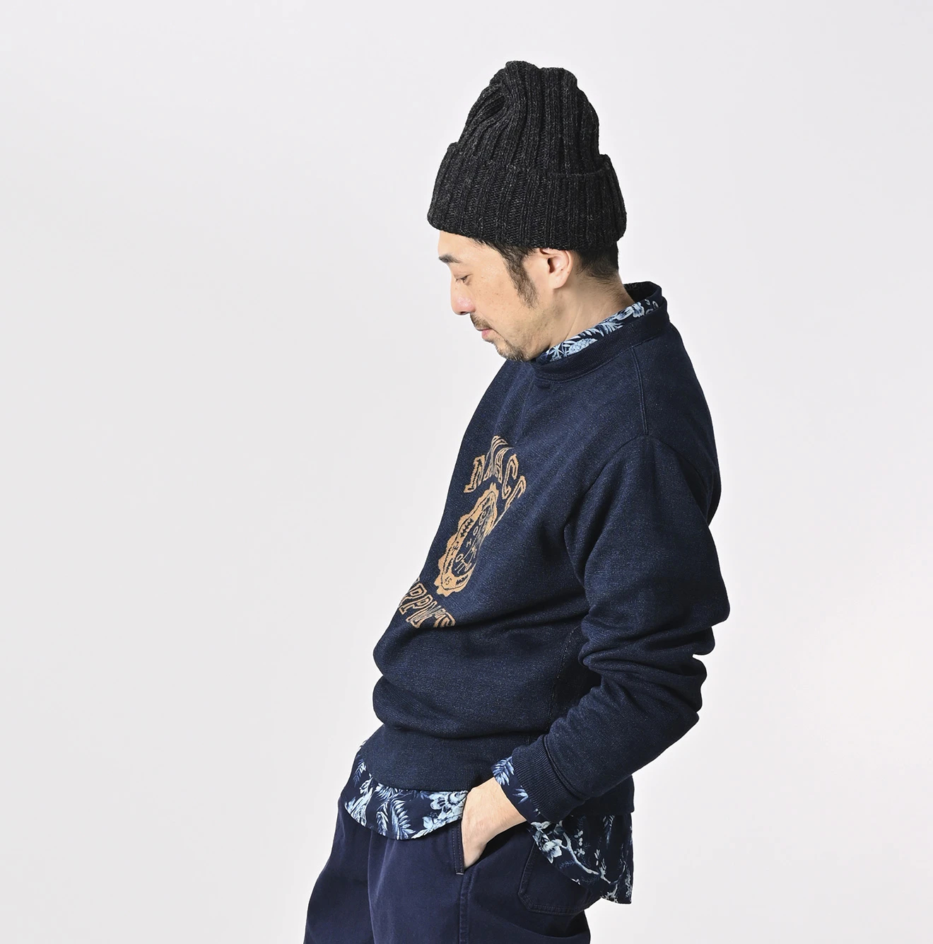 45R(フォーティファイブアール) |スムースの908カレッジニットソー（インディゴ）