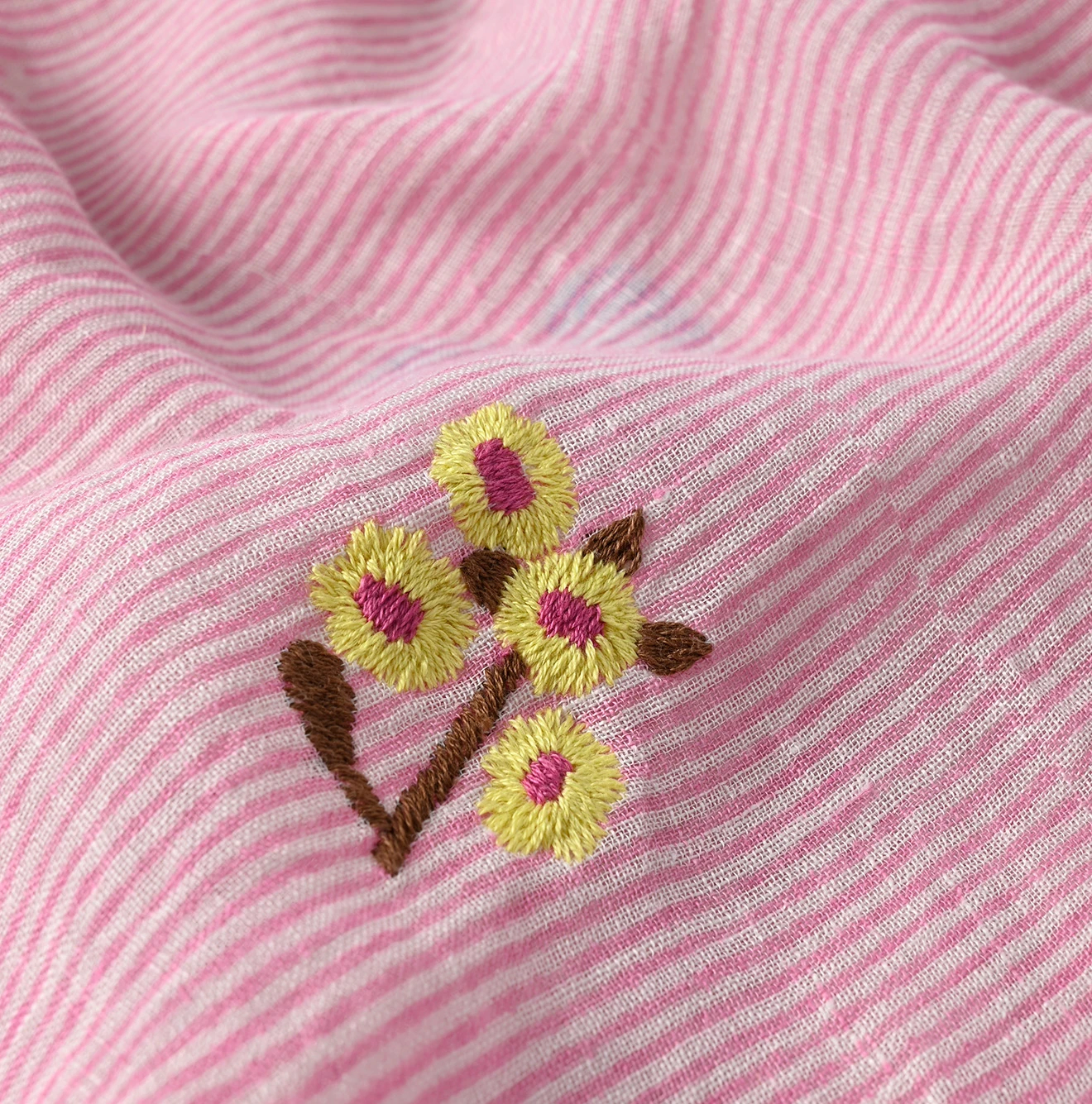 45R(フォーティファイブアール) |インドリネンヒッコリーの刺繍ストール