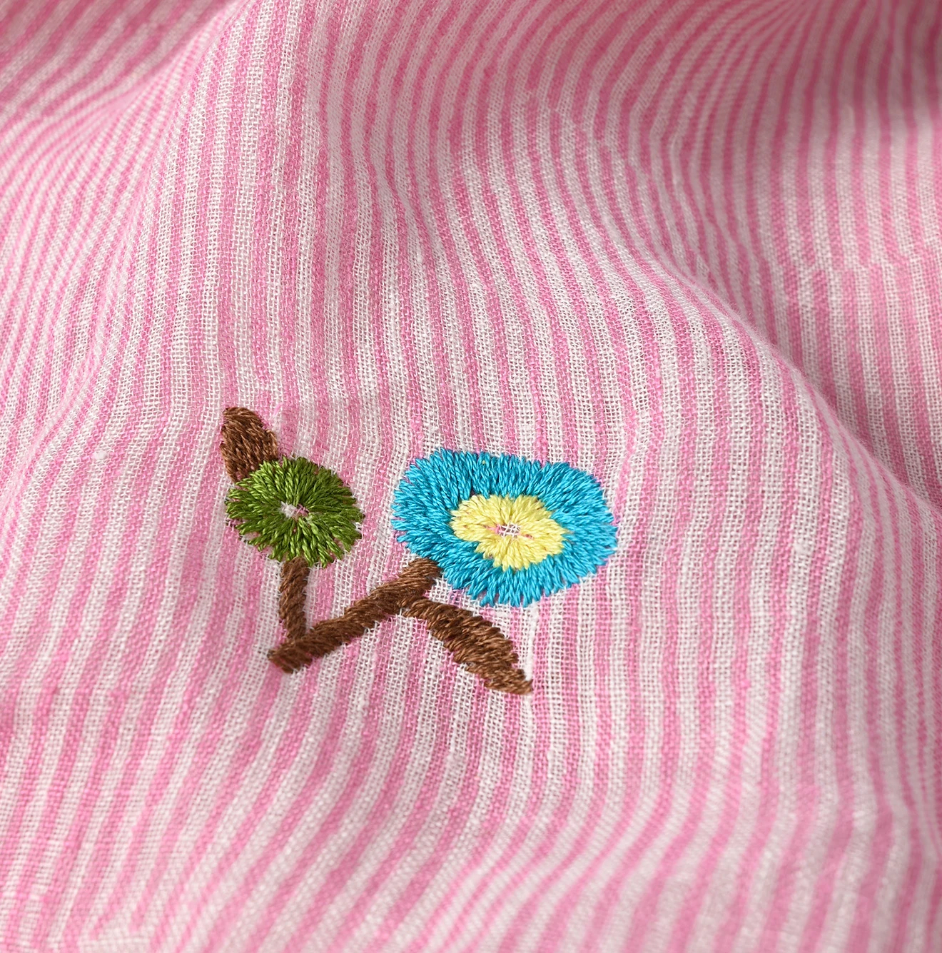 45R(フォーティファイブアール) |インドリネンヒッコリーの刺繍ストール