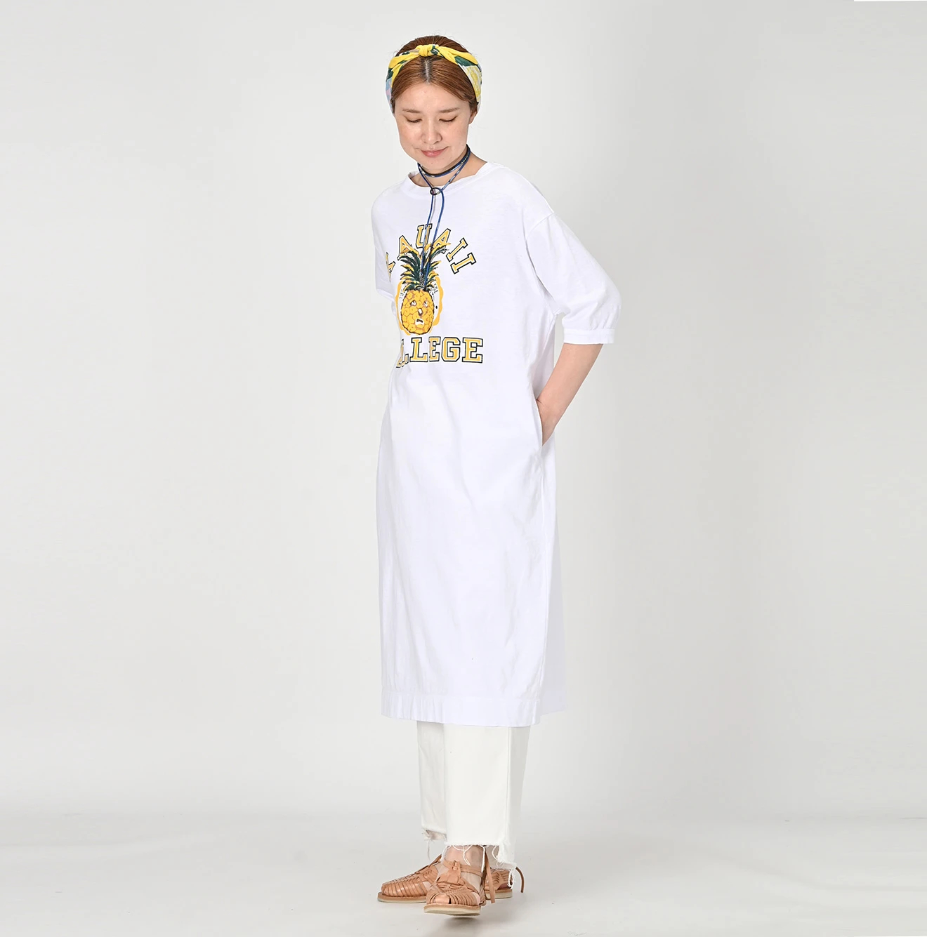 45R(フォーティファイブアール) |葉山ものがたりカウアイちゃんベタッチカレッジプリントのドレス