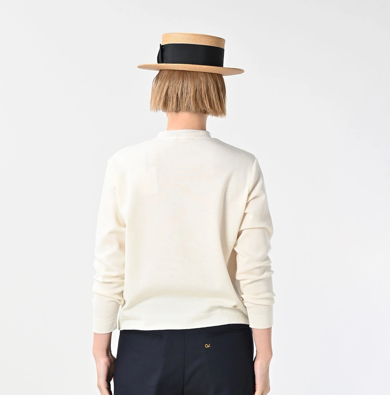 45R(フォーティファイブアール) |梳毛ウールのニットソーリボンカーディガン