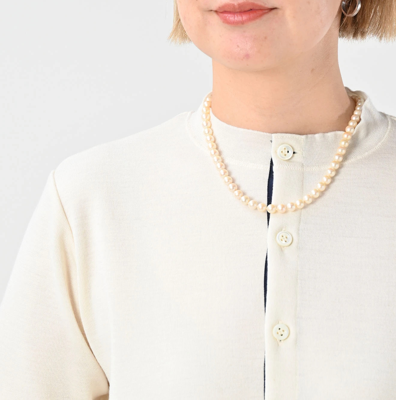 45R(フォーティファイブアール) |梳毛ウールのニットソーリボンカーディガン