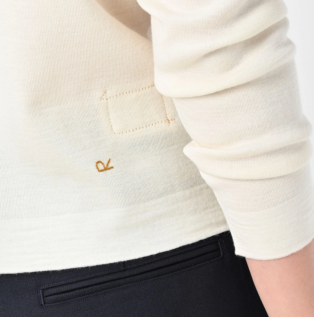 45R(フォーティファイブアール) |梳毛ウールのニットソーリボンカーディガン