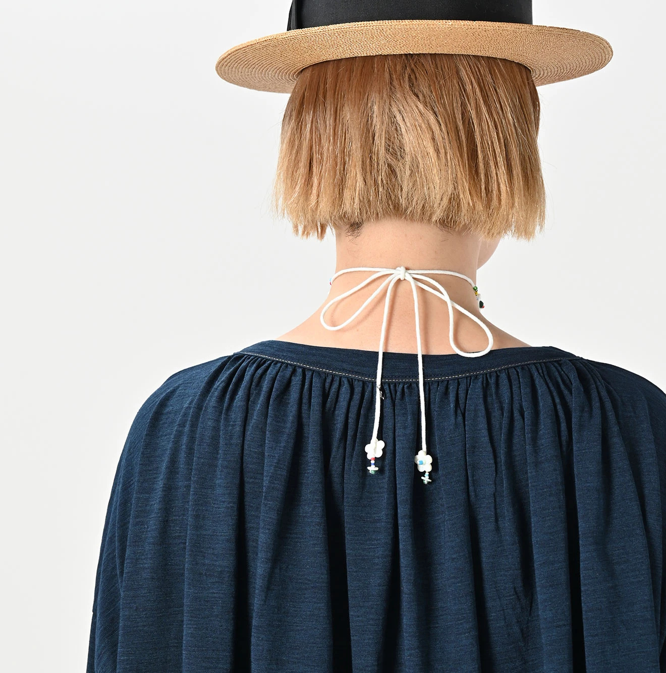 45R(フォーティファイブアール) |スーピマ天竺のギャザーブラウス（インディゴ）