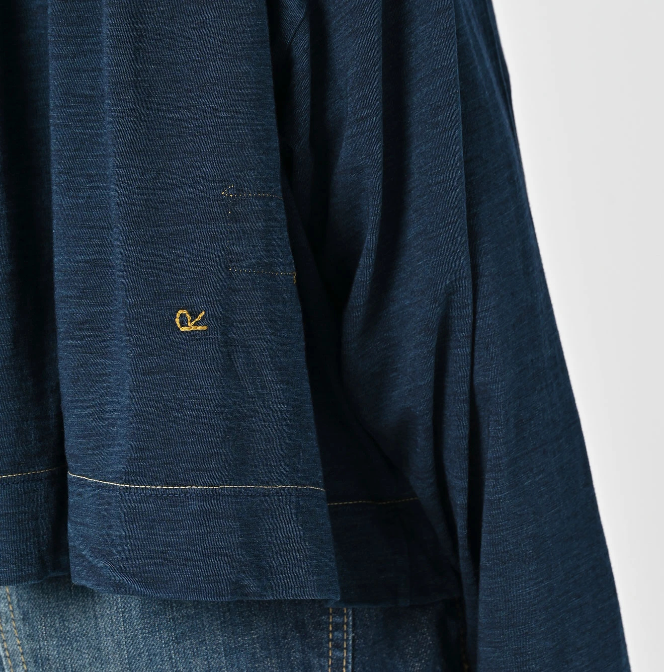 45R(フォーティファイブアール) |スーピマ天竺のギャザーブラウス（インディゴ）