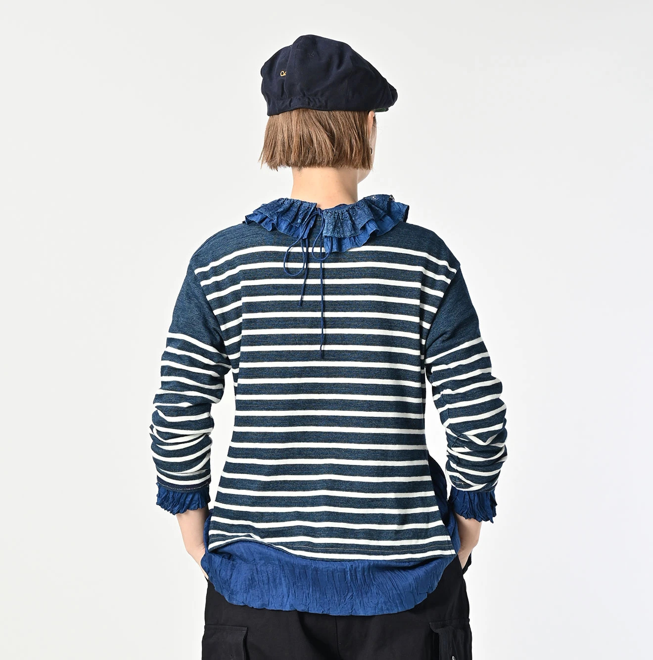 45R(フォーティファイブアール) |バスクボーダーrpm刺繍のSTシャツ（再び・インディゴ・サイズ01～02）