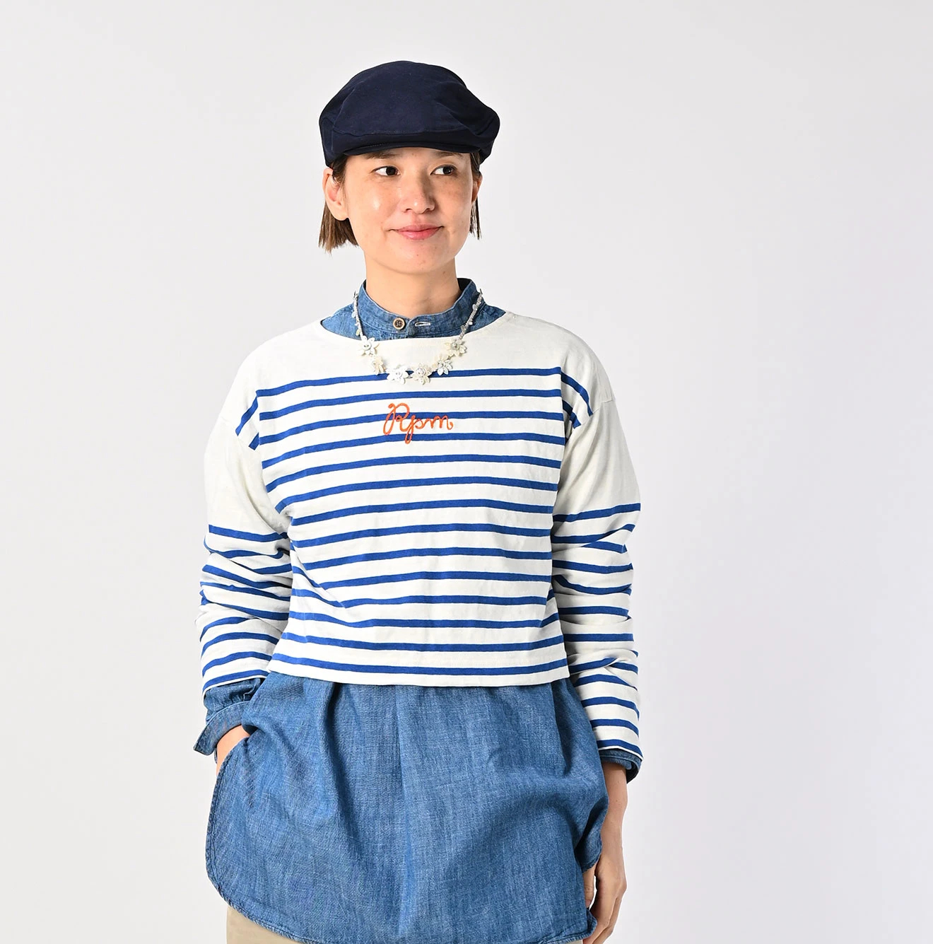 45R(フォーティファイブアール) |バスクボーダーRpm刺繍のSTシャツ（再び・サイズ03～05ショート丈）