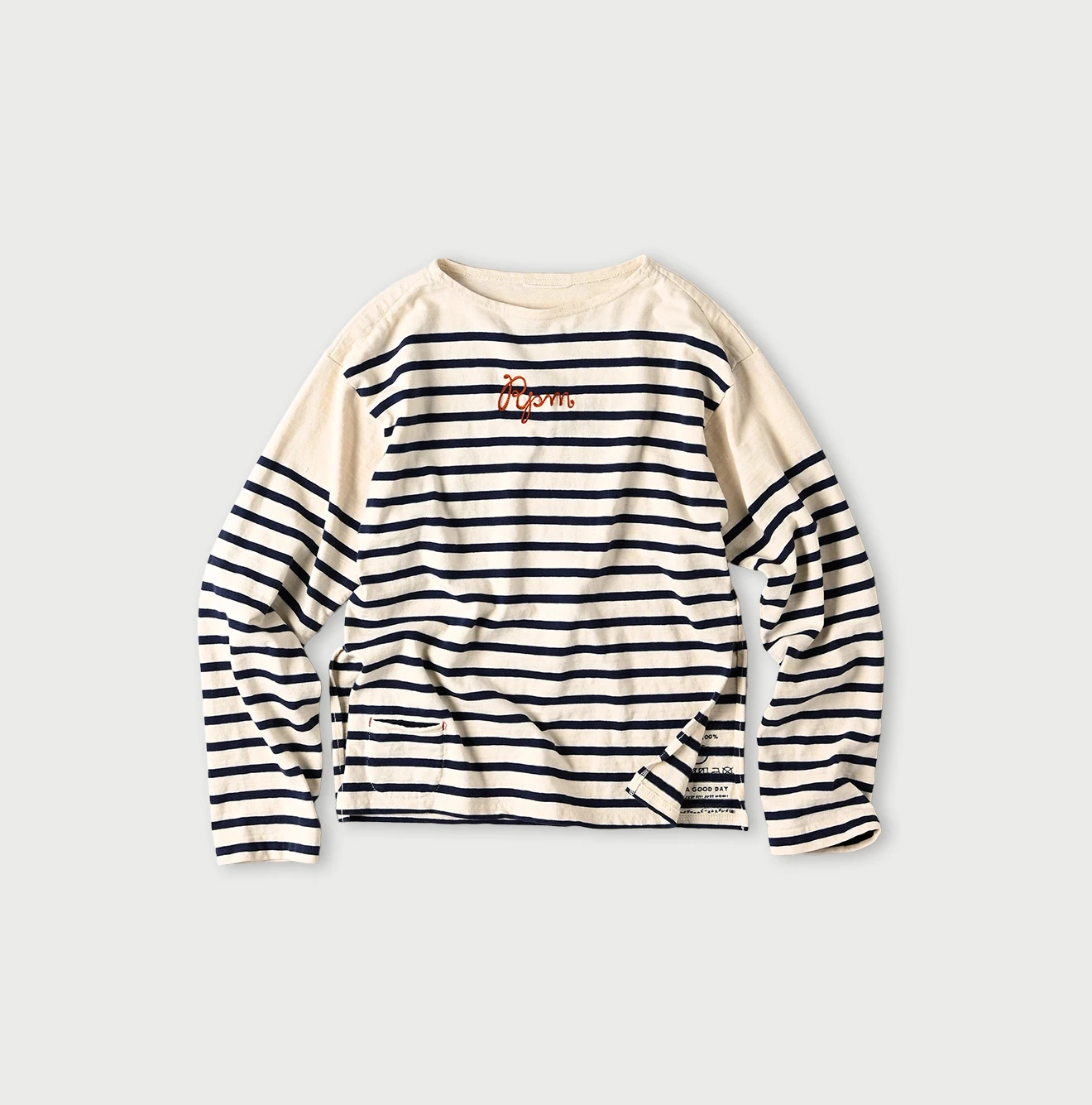 45R　ボーダー　Tシャツ　コットン　ロゴ　刺繍　45rpm 45R（フォーティファイブアール）| バスクボーダーrpm刺繍のSTシャツ