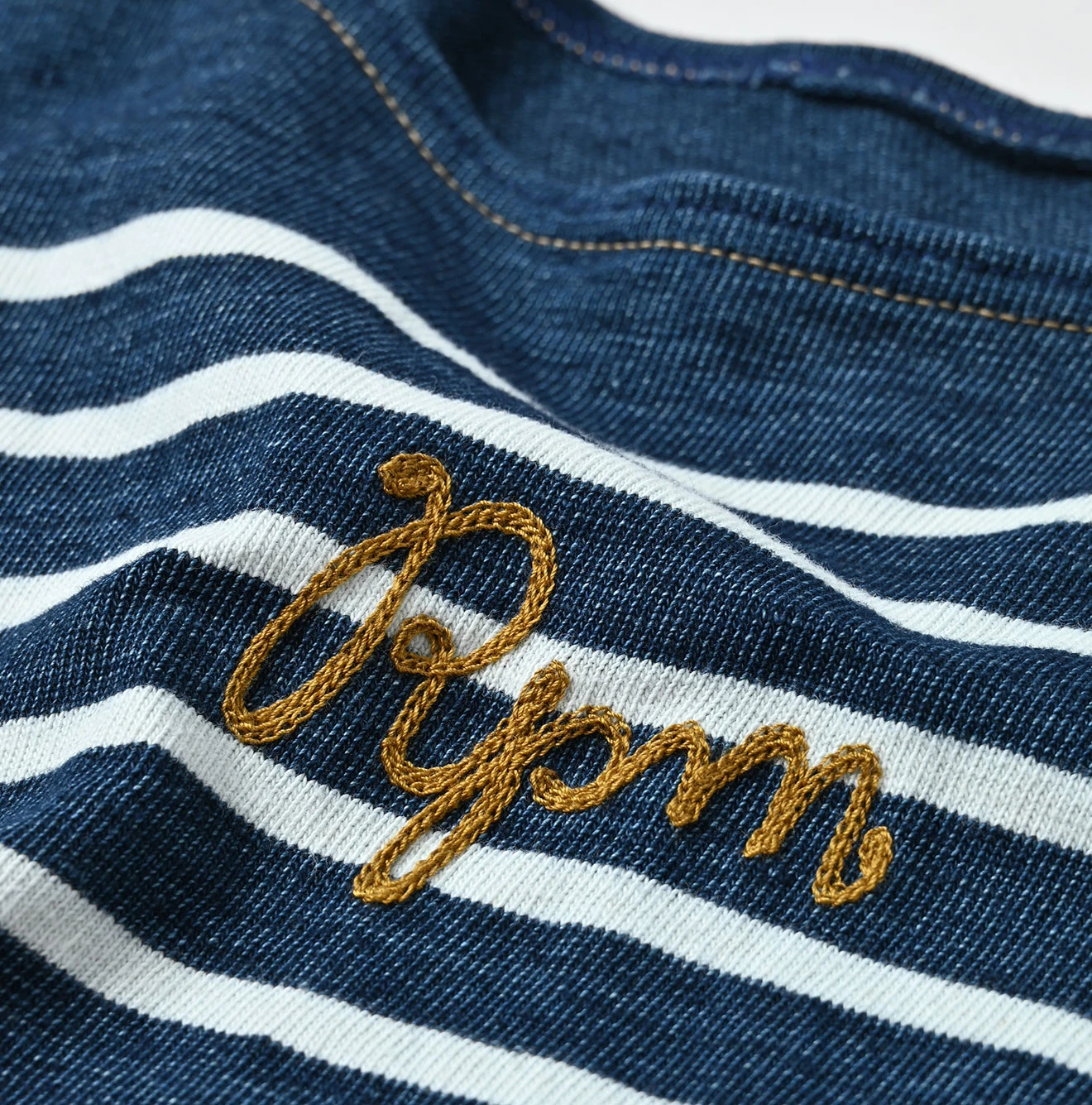 45R(フォーティファイブアール) |バスクボーダーRpm刺繍のSTシャツ（再び・インディゴ・サイズ03～04ショート丈）
