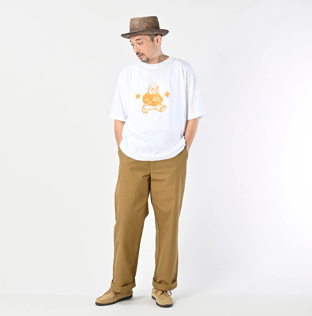 45R(フォーティファイブアール) |ブル丸ウォークプリントの90845星Tシャツ（再び）