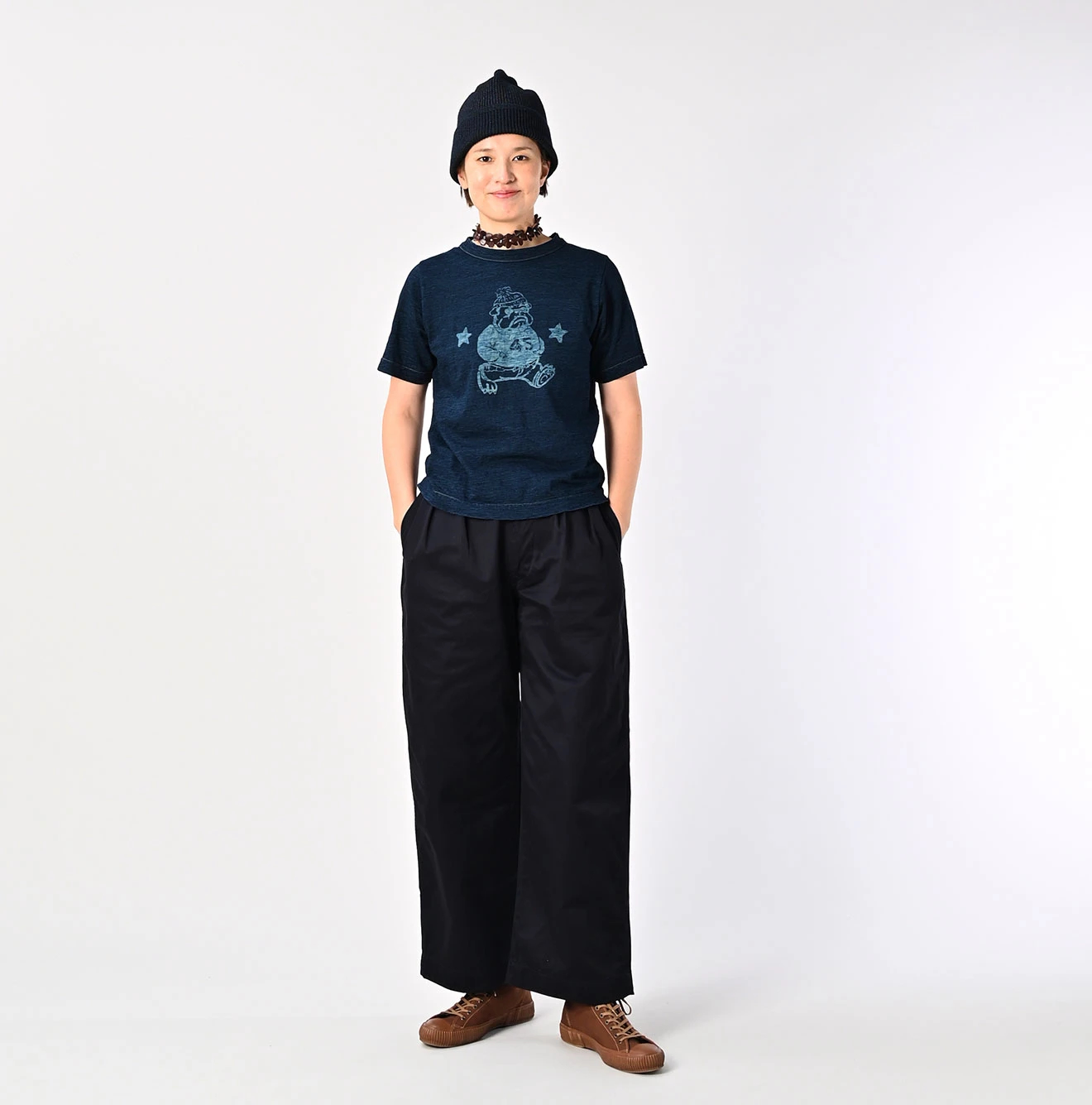 45R(フォーティファイブアール) |ブル丸ウォークプリントの90845星Tシャツ（再び・インディゴ）