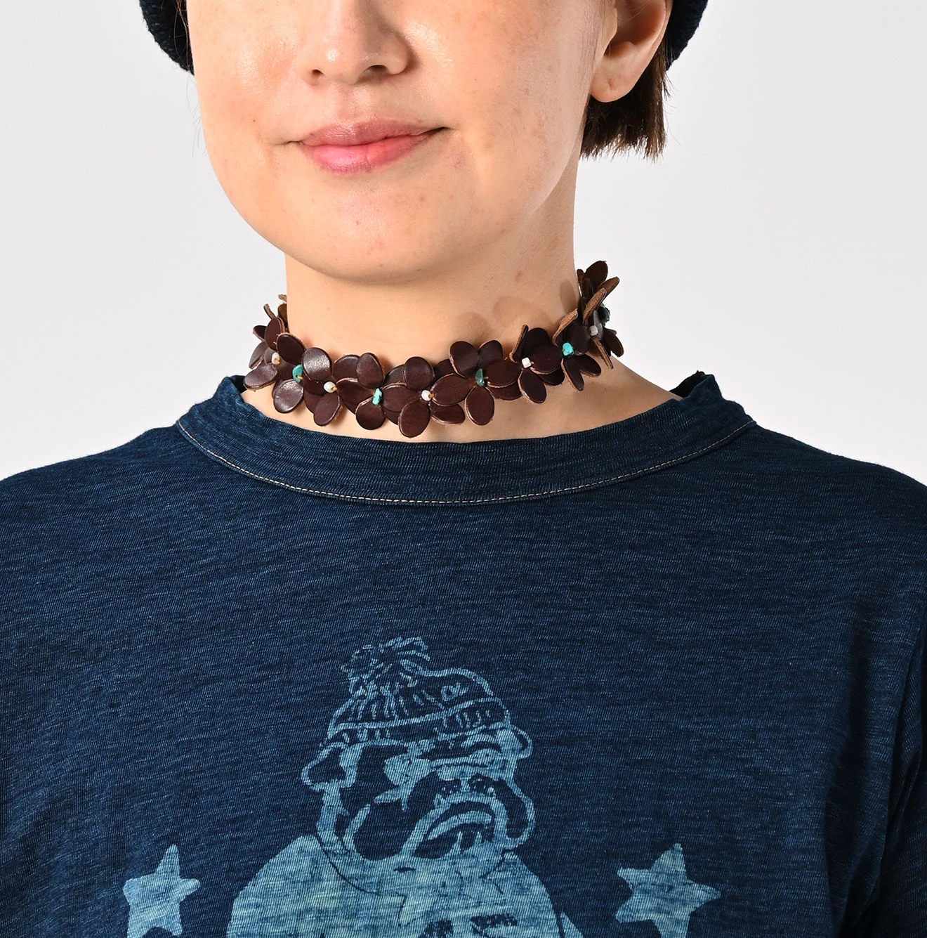 45R(フォーティファイブアール) |ブル丸ウォークプリントの90845星Tシャツ（再び・インディゴ）