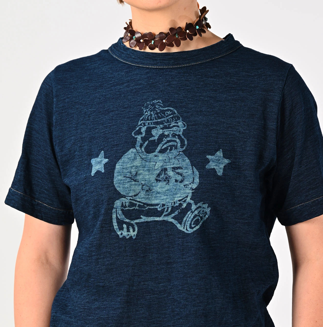 45R(フォーティファイブアール) |ブル丸ウォークプリントの90845星Tシャツ（再び・インディゴ）