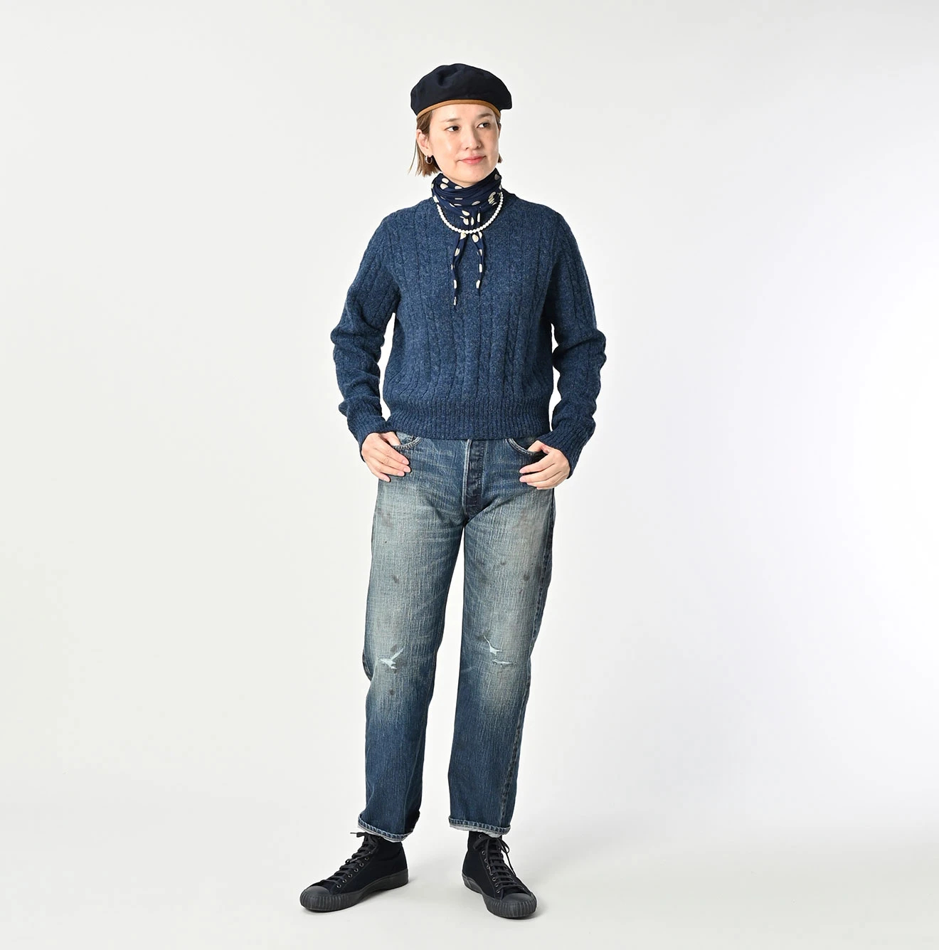 45R(フォーティファイブアール) |シェットランドケーブル縮絨のセーター