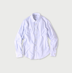 【美品】45R 薄オックスのプティローファーシャツ 丸襟 フリル 白 2 45R（フォーティファイブアール）| 504オックスのプティローファー