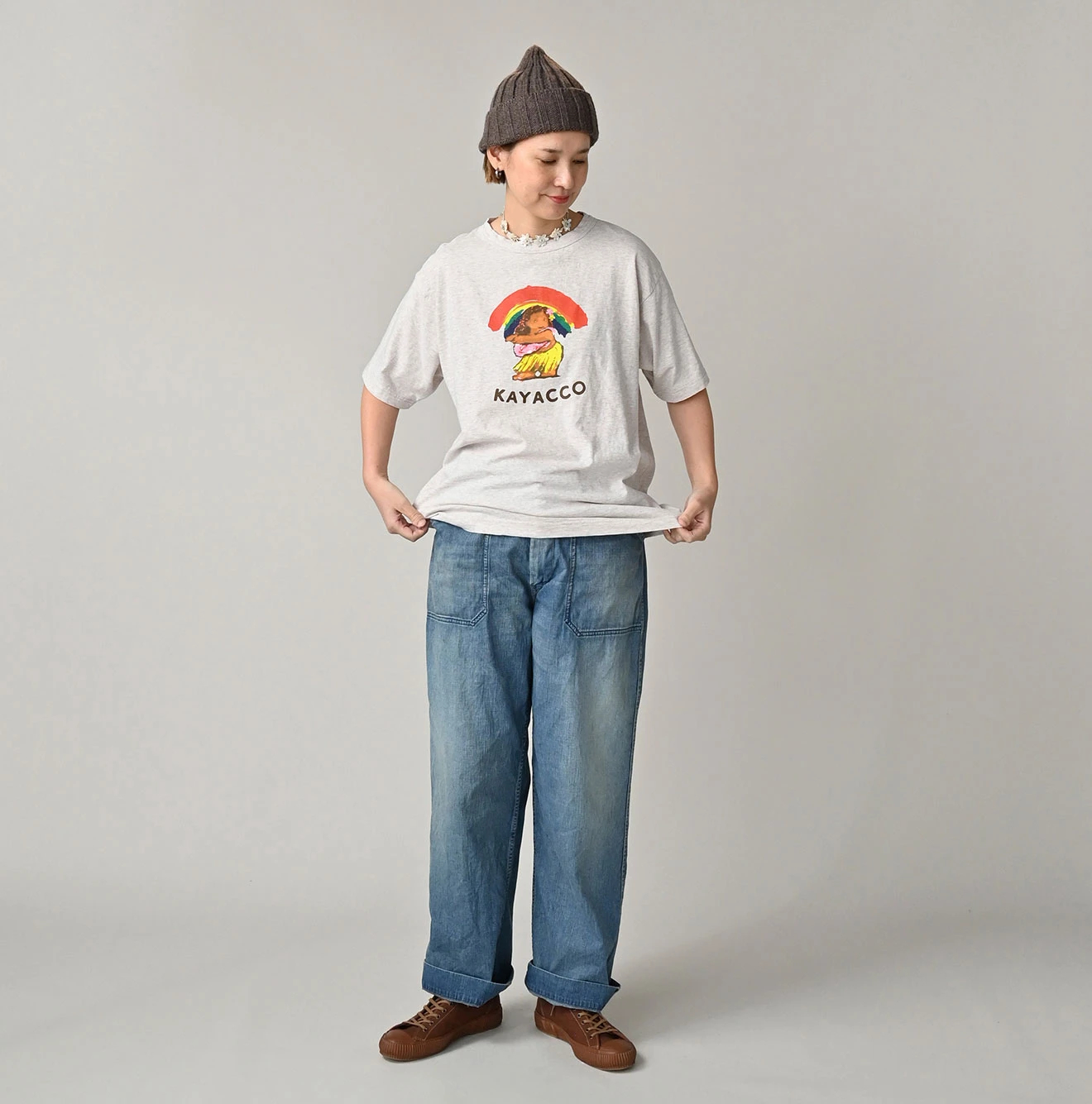 45R（フォーティファイブアール）| 葉山ものがたりカヤッコちゃんベタッチプリントの90845星Tシャツ（再び・トップ） Short ...