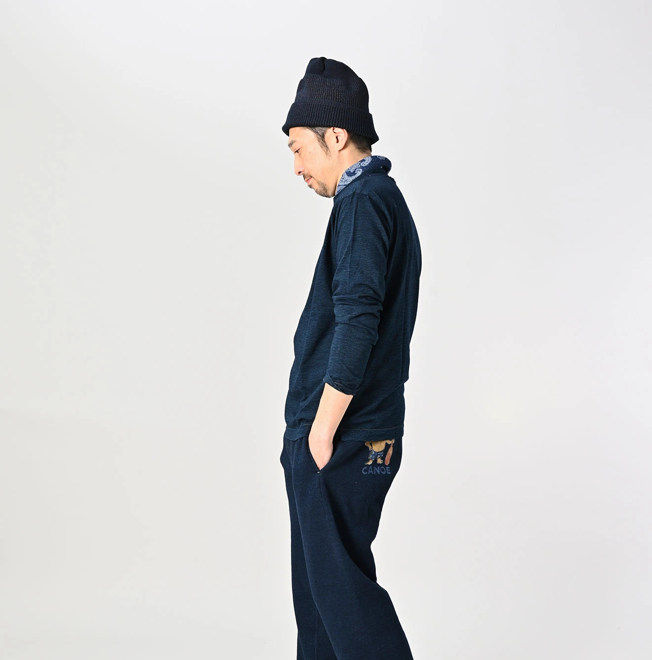 45R(フォーティファイブアール) |葉山ものがたりモントックン刺繍の90845星Tシャツ（インディゴ）