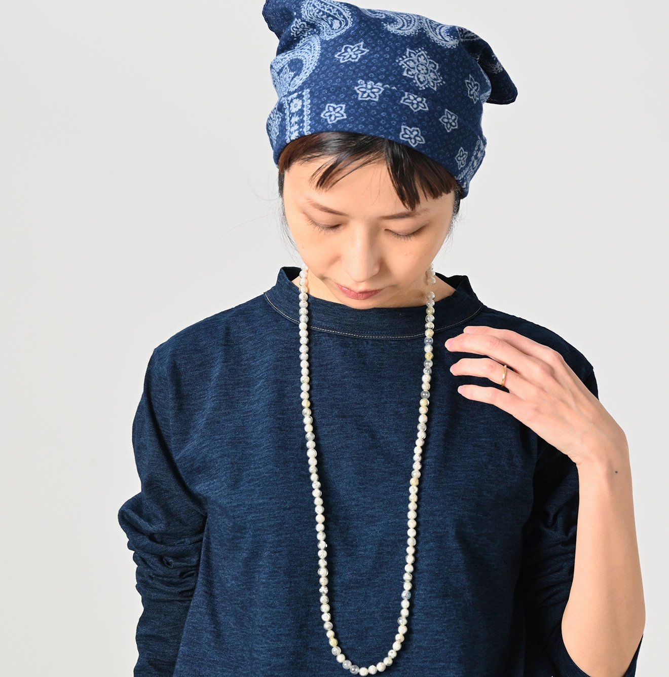 45R(フォーティファイブアール) |葉山ものがたりモントックン刺繍の90845星Tシャツ（インディゴ）