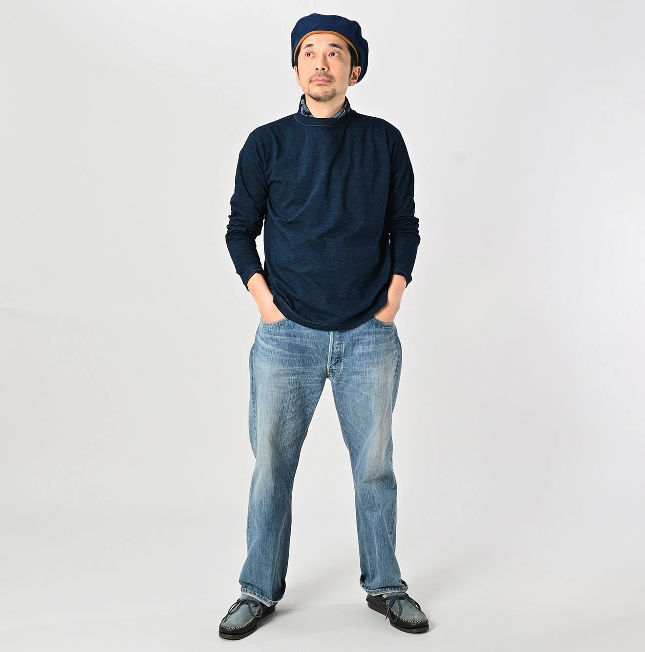 45R(フォーティファイブアール) |葉山ものがたりカモンメくん刺繍の90845星Tシャツ（インディゴ）