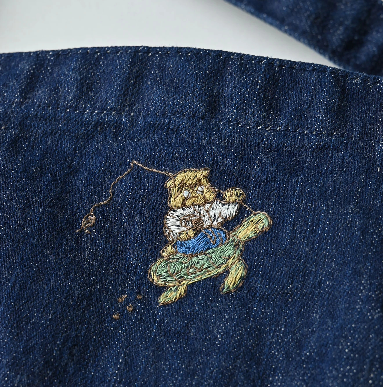 希少 45R✨R by 45rpm インディゴ デニム ポンポンニット帽 R刺繍 刺繍糸 | デニム祭 | 45R