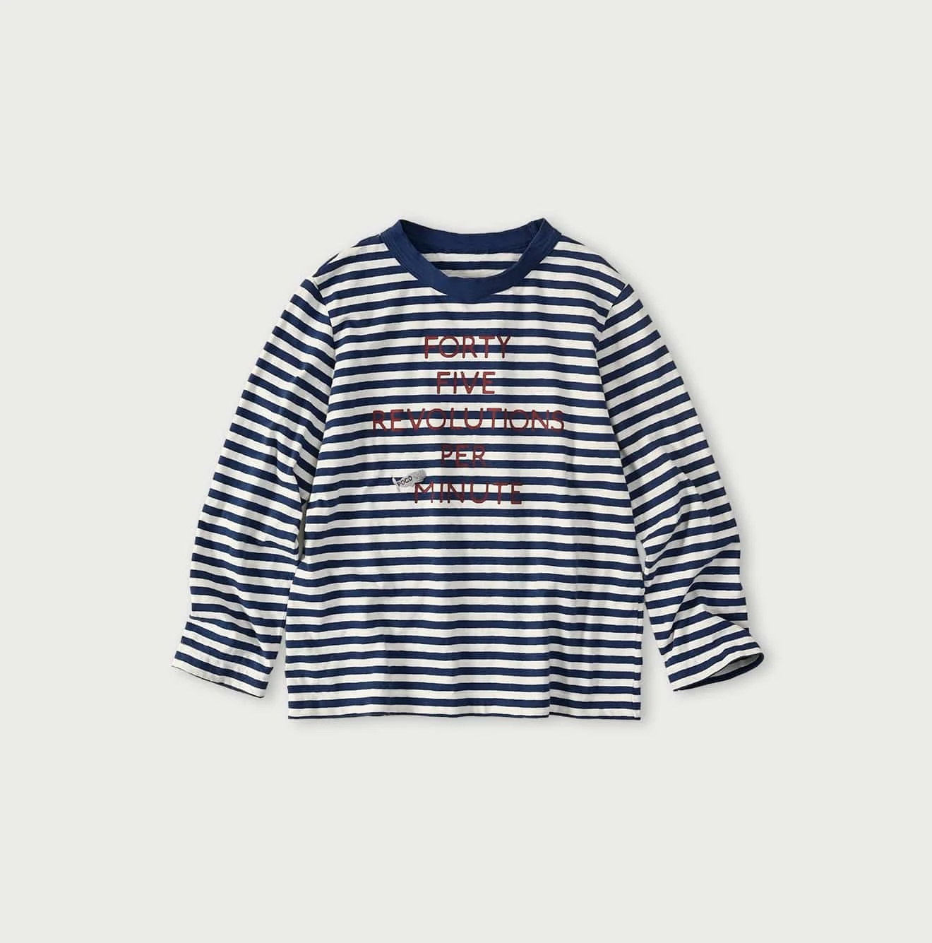 45R(フォーティファイブアール) |ボーダー天竺プリントの四角Tシャツ