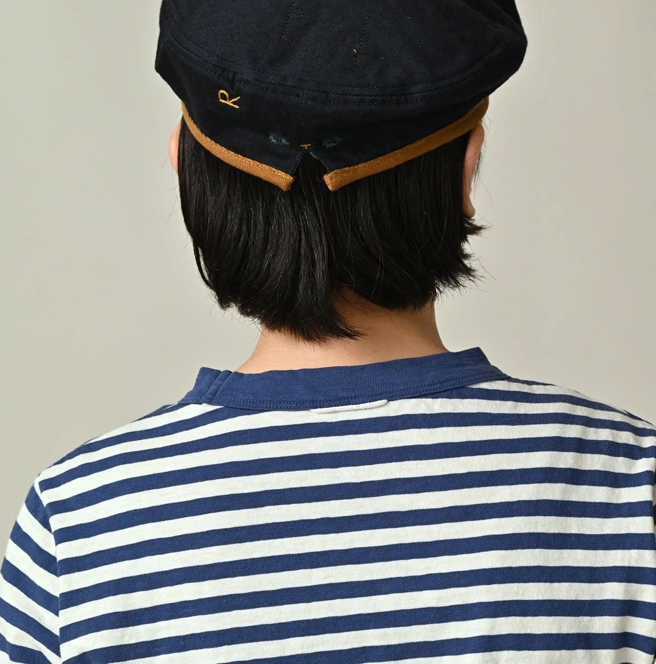 45R(フォーティファイブアール) |ボーダー天竺プリントの四角Tシャツ