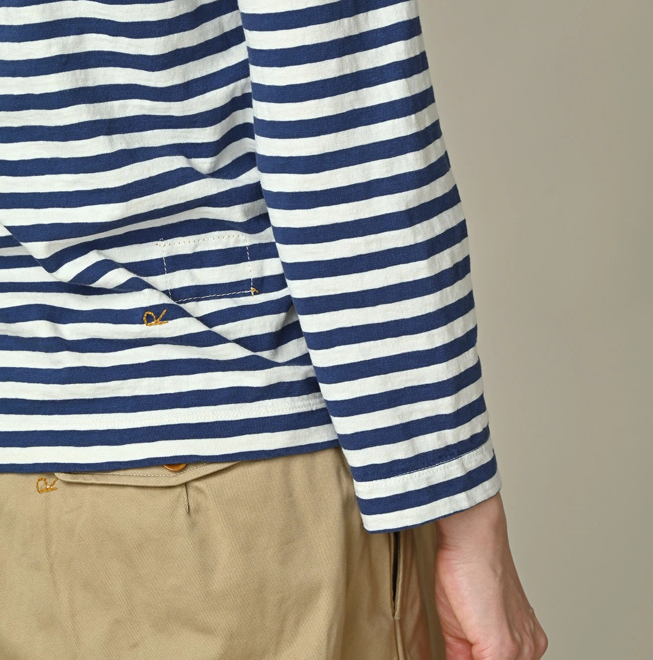 45R(フォーティファイブアール) |ボーダー天竺プリントの四角Tシャツ