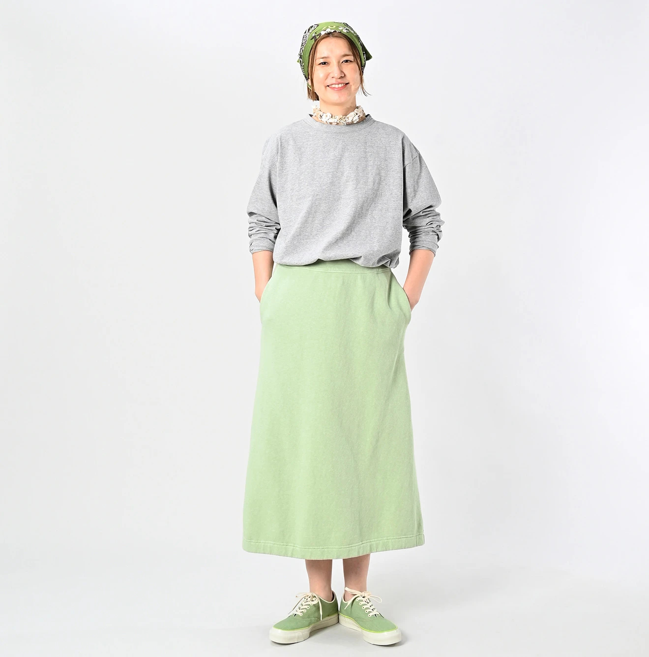 45R(フォーティファイブアール) |ガーゼ裏毛ロゴプリントのスカート