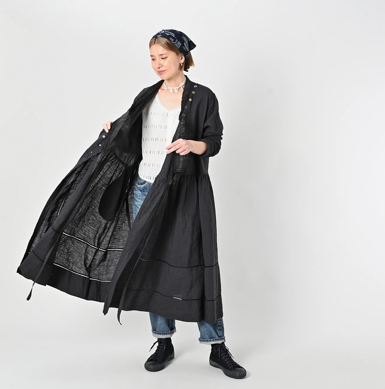 45R(フォーティファイブアール) |インドリネンビーズ刺繍のカシュクールドレス