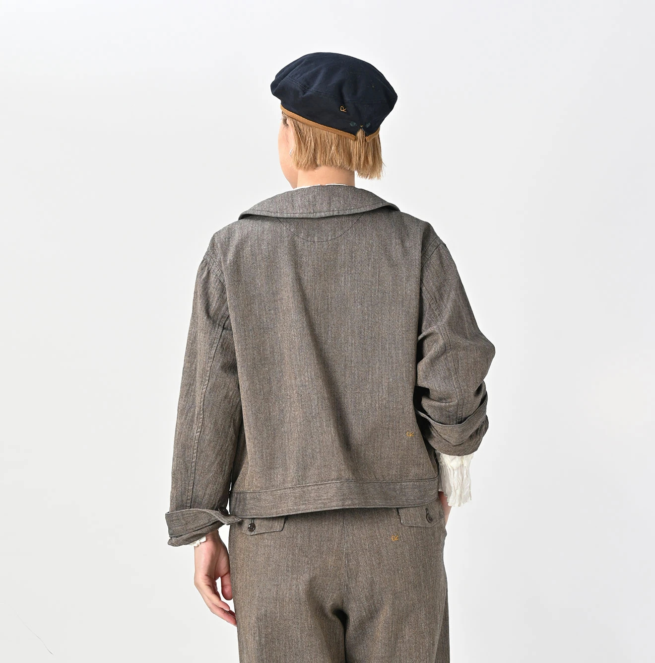 45R(フォーティファイブアール) |ミニヘリンボンコットンツイードのアニーブルゾン（インディゴ）