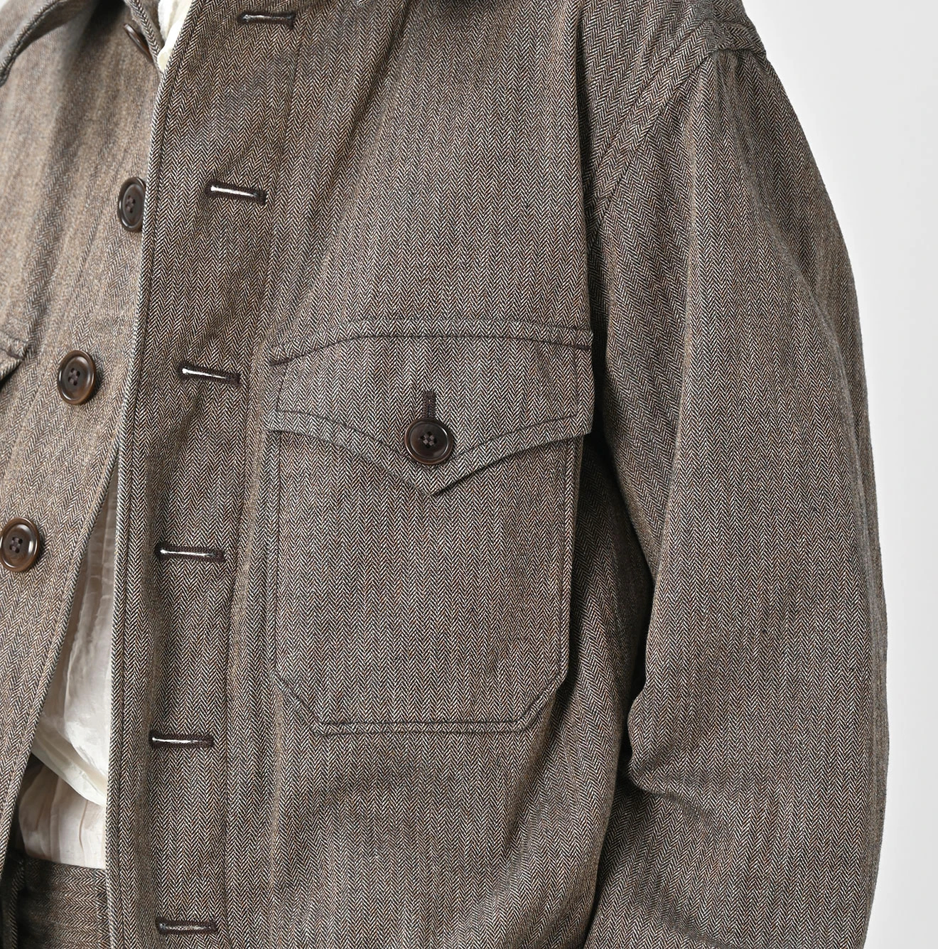 45R(フォーティファイブアール) |ミニヘリンボンコットンツイードのアニーブルゾン（インディゴ）