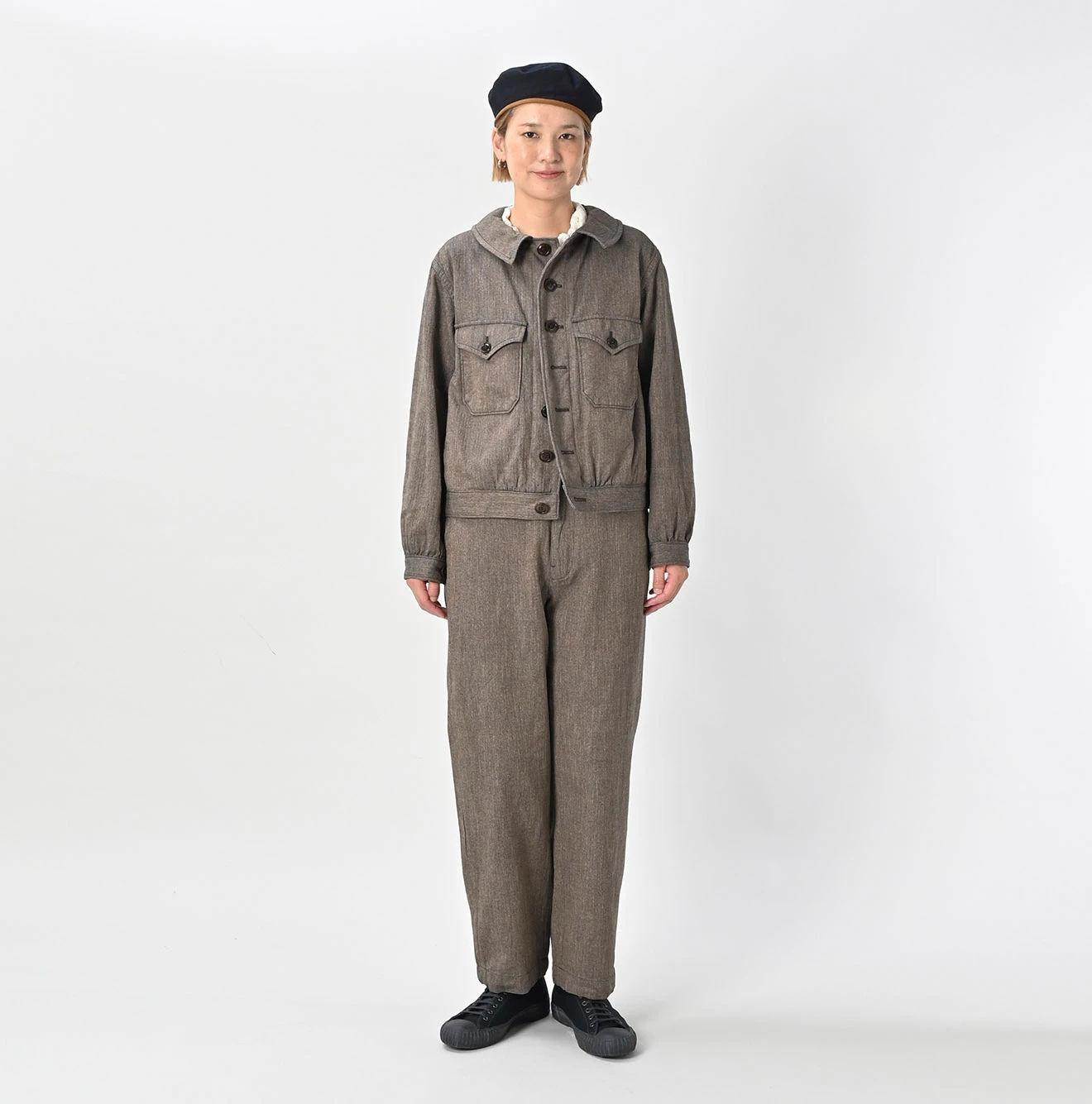 45R(フォーティファイブアール) |ミニヘリンボンコットンツイードのアニーブルゾン（インディゴ）