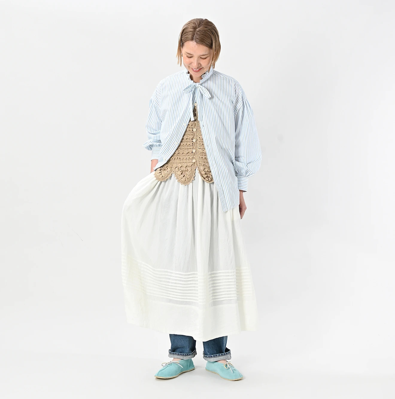 45R(フォーティファイブアール) |180番三子の長袖ボウタイクッペシャツ